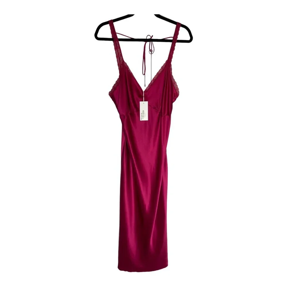 NWT Reformation Meadowlark Silk Slip Pink Dress-sz 12 - Picture 8 of 10